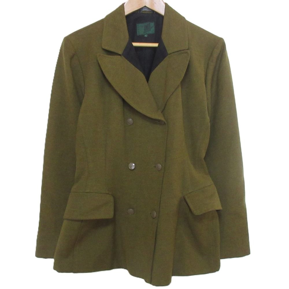 JUNIOR GAULTIER ジュニアゴルチェ ウールダブルジャケット 42 カーキ レディース 古着