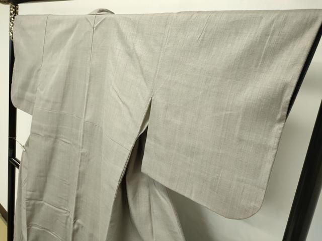 平和屋本店□極上 本場結城紬 重要無形文化財 色無地 灰汁色 逸品