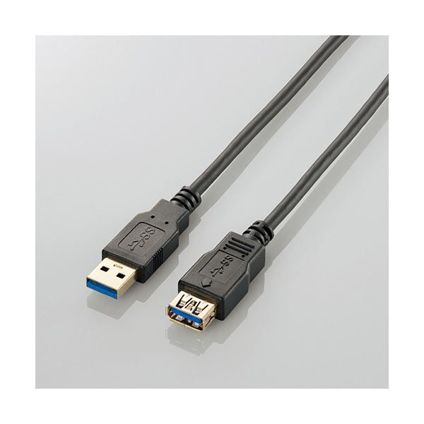 （まとめ）エレコム USB3.0延長ケーブルAオス-Aメス 1.0m ブラック USB3-E10BK 1本