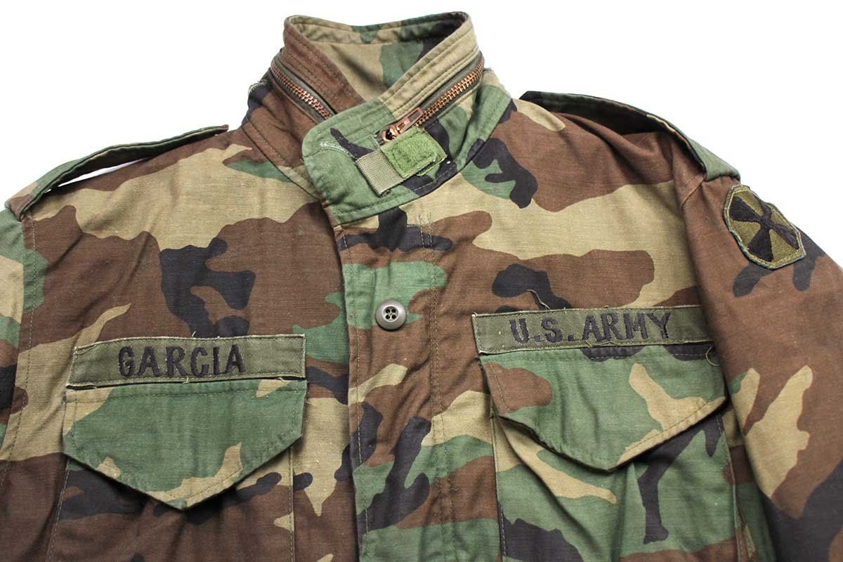 80s 米軍 U.S.ARMY パッチ付き ウッドランドカモ M-65