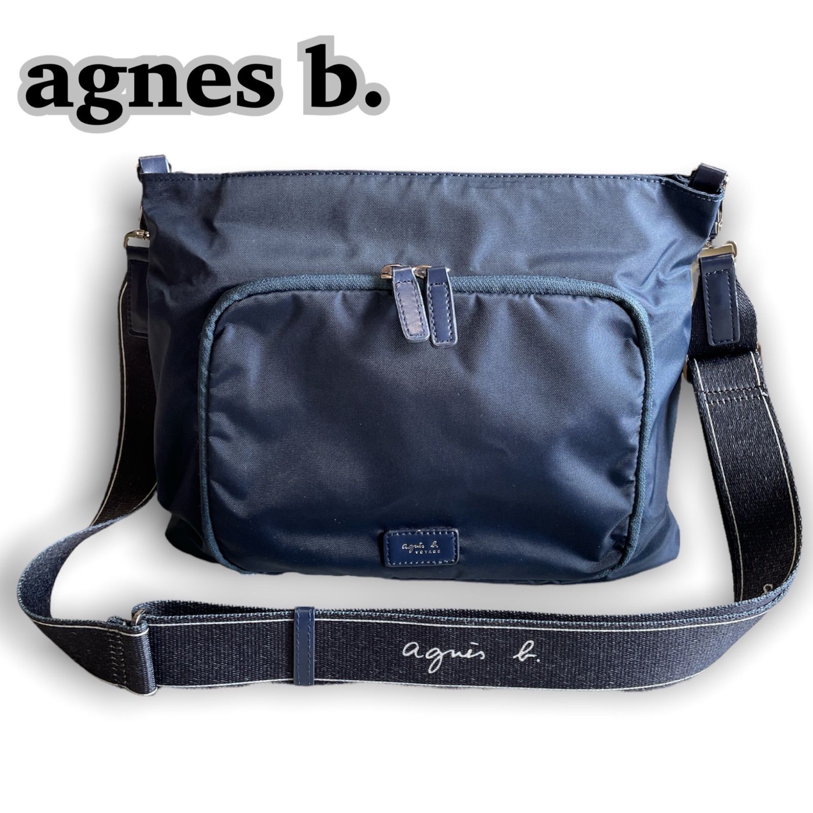 agnes b. アニエスベー ショルダーバッグ 肩掛け 牛革 ナイロン 