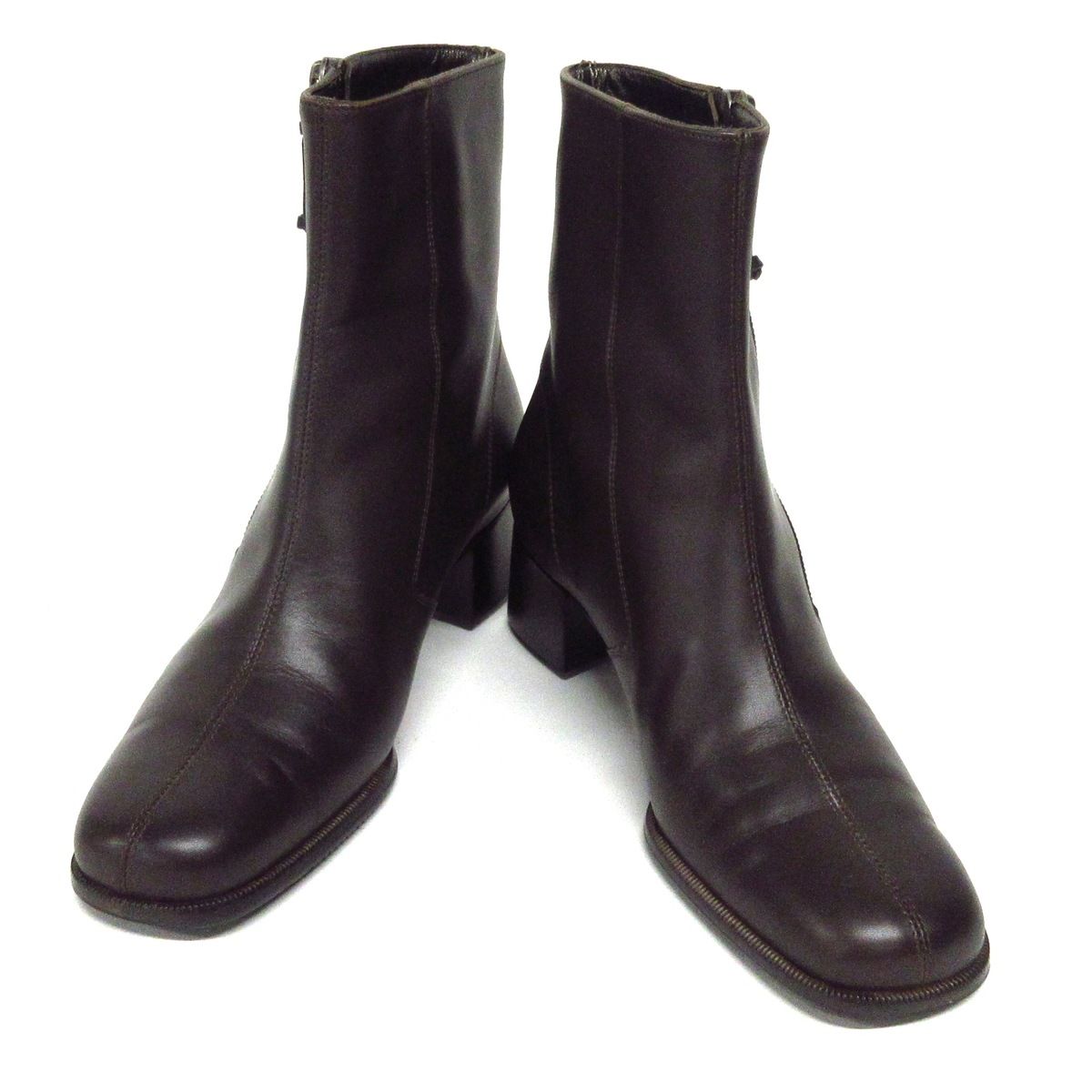 SalvatoreFerragamo サルバトーレフェラガモ ショートブーツ 4 1|2D レディース - ダークブラウン レザー