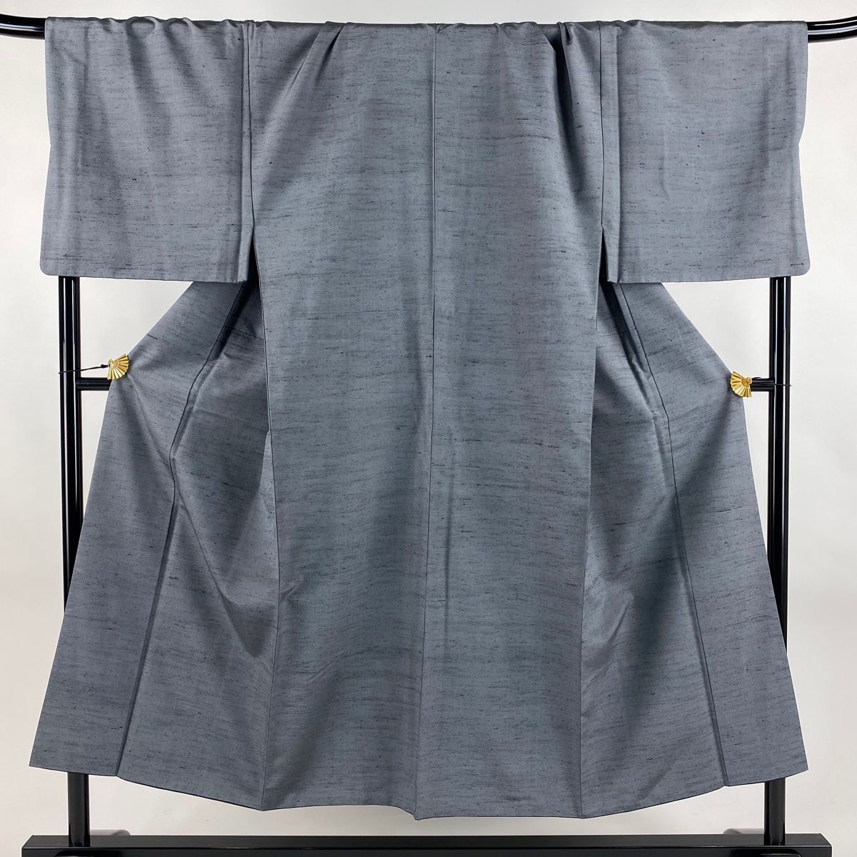 男着物 身丈149cm 裄丈74cm L 袷 紬地 ますいわ屋 灰色 正絹 秀品