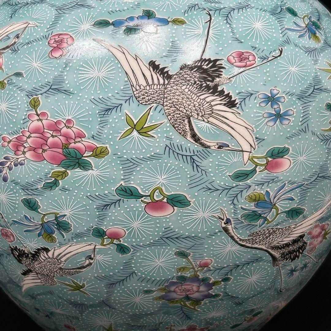 大清雍正夜光磁器百鶴舞う図天球瓶 収蔵品 美品 景徳鎮 現代工芸