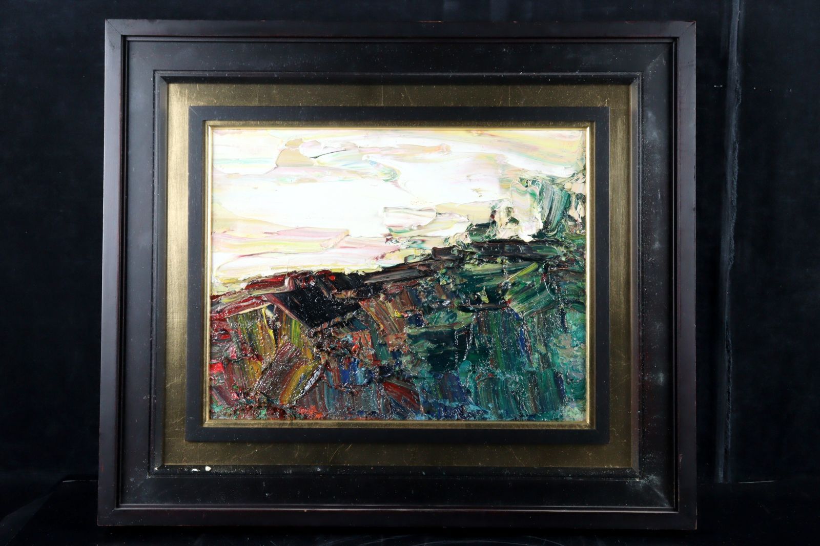 藤井二郎【白いダリア】肉筆油彩画直筆サインあり