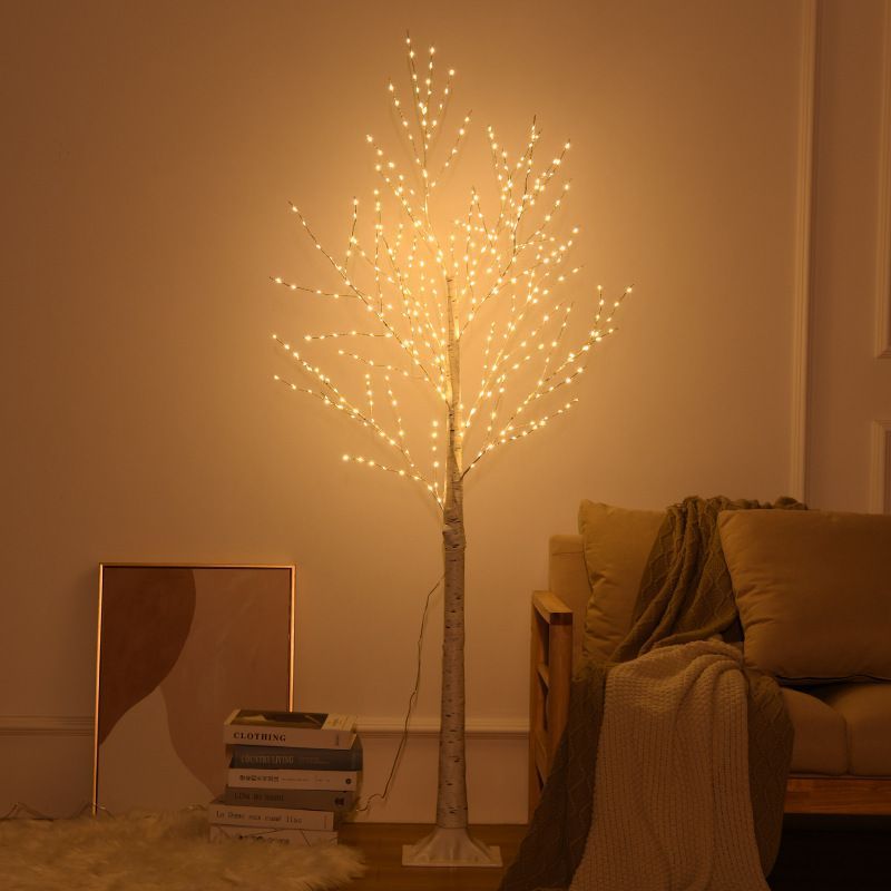 バーベキュー ガーデニングにも ブランチツリー 白樺 400LED 枝 約180cm USB式 北欧 飾り クリスマスツリー インテリア 屋外 点灯８パターン＆タイマー リモコン付き
