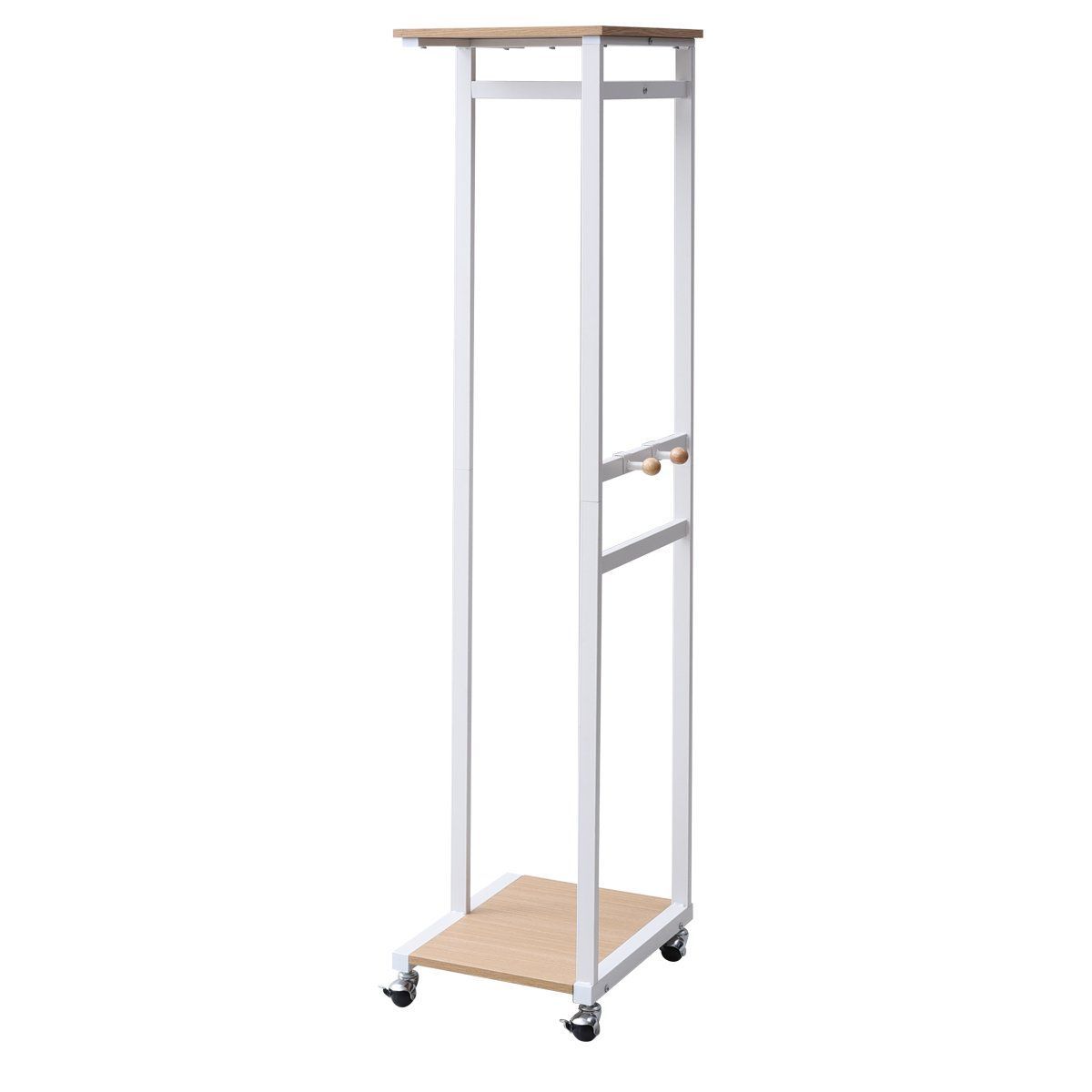 数量 組立品 キャスター棚フック付き スリム ナチュラル|アイボリー 幅36.5×奥行40×高さ163.5cm ハンガーラック RHR-35NA|IV 山善