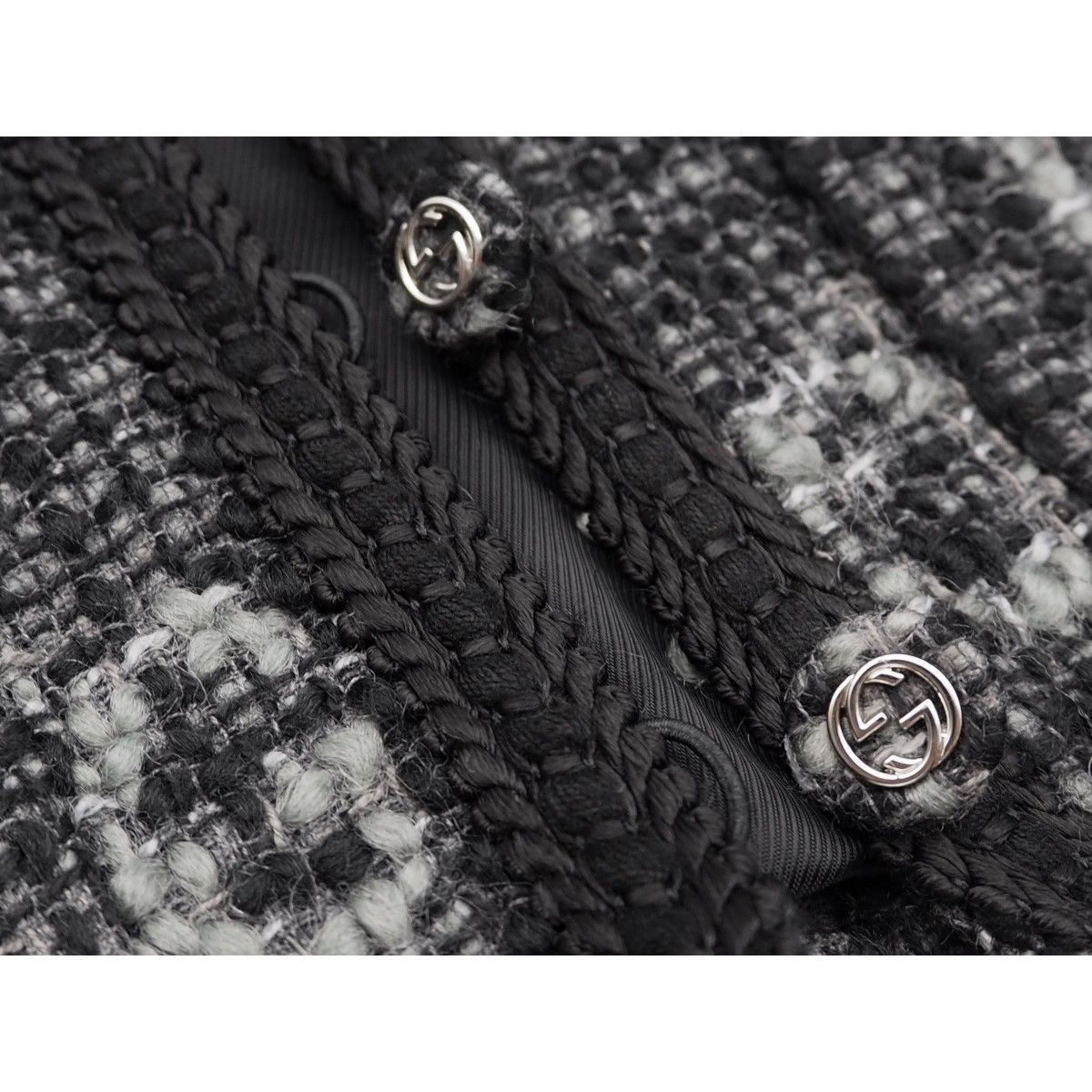 中古】GUCCI グッチ GGツイード ジャケット ノーカラージャケット 