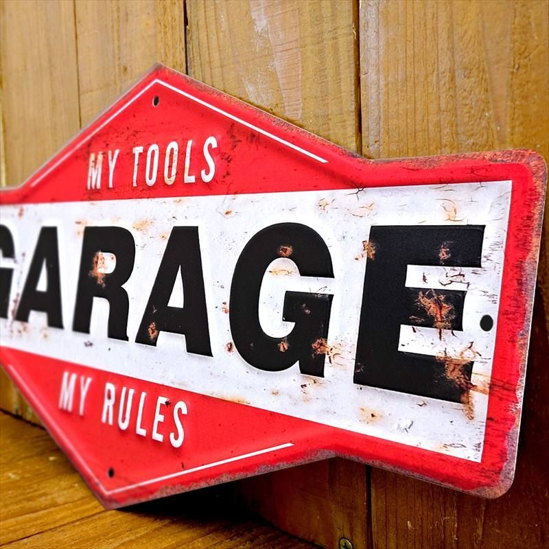 アメリカン雑貨 サインプレート ブリキ看板 ガレージ GARAGE MY