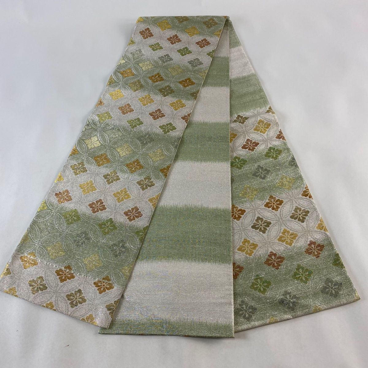 袋帯 両面 桝屋高尾】 特選西陣織両面袋帯 ≪全通・ねん金綴錦≫ 「段霞文