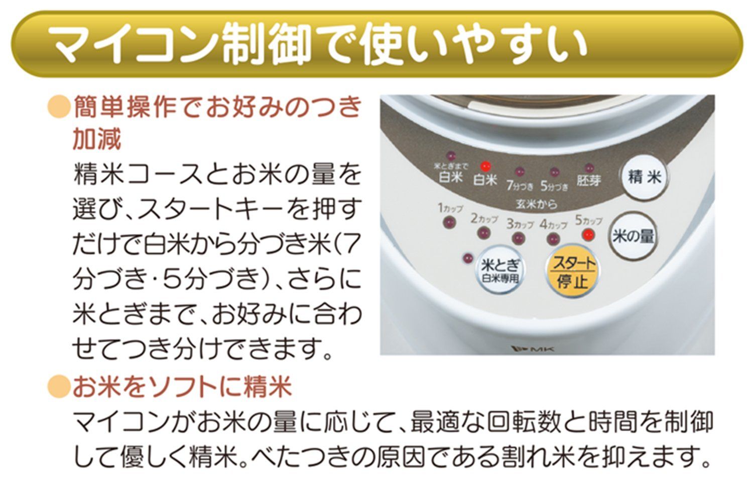 エムケー精工(MK精工) 家庭用精米機 「新鮮風味づき」 無水米