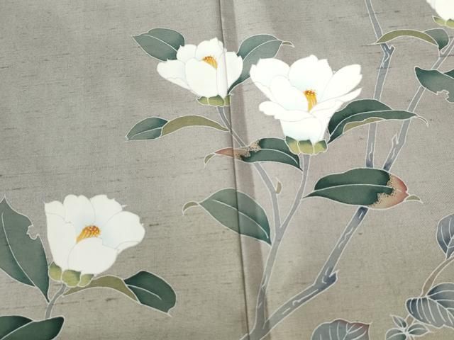 平和屋着物○訪問着 白山紬 友禅 作家物 枝花文 正絹 逸品 未