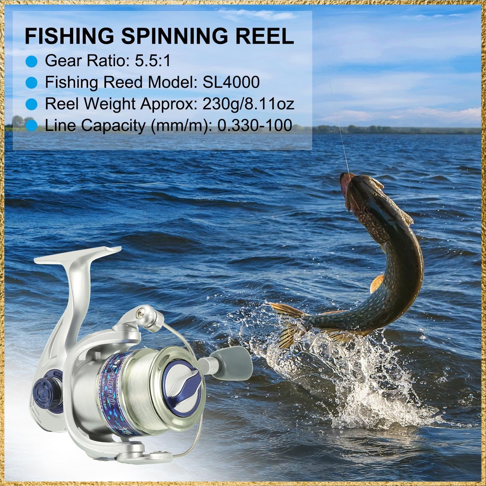 彡送料無料でお届け彡 PATIKIL 釣りリール SL4000ウルトラライトソルトウォーターリール 左右交換可能ハンドル 5.5：1ギア比 フレッシュウォーター ソルトウォーター アイスフィッシング用 シ