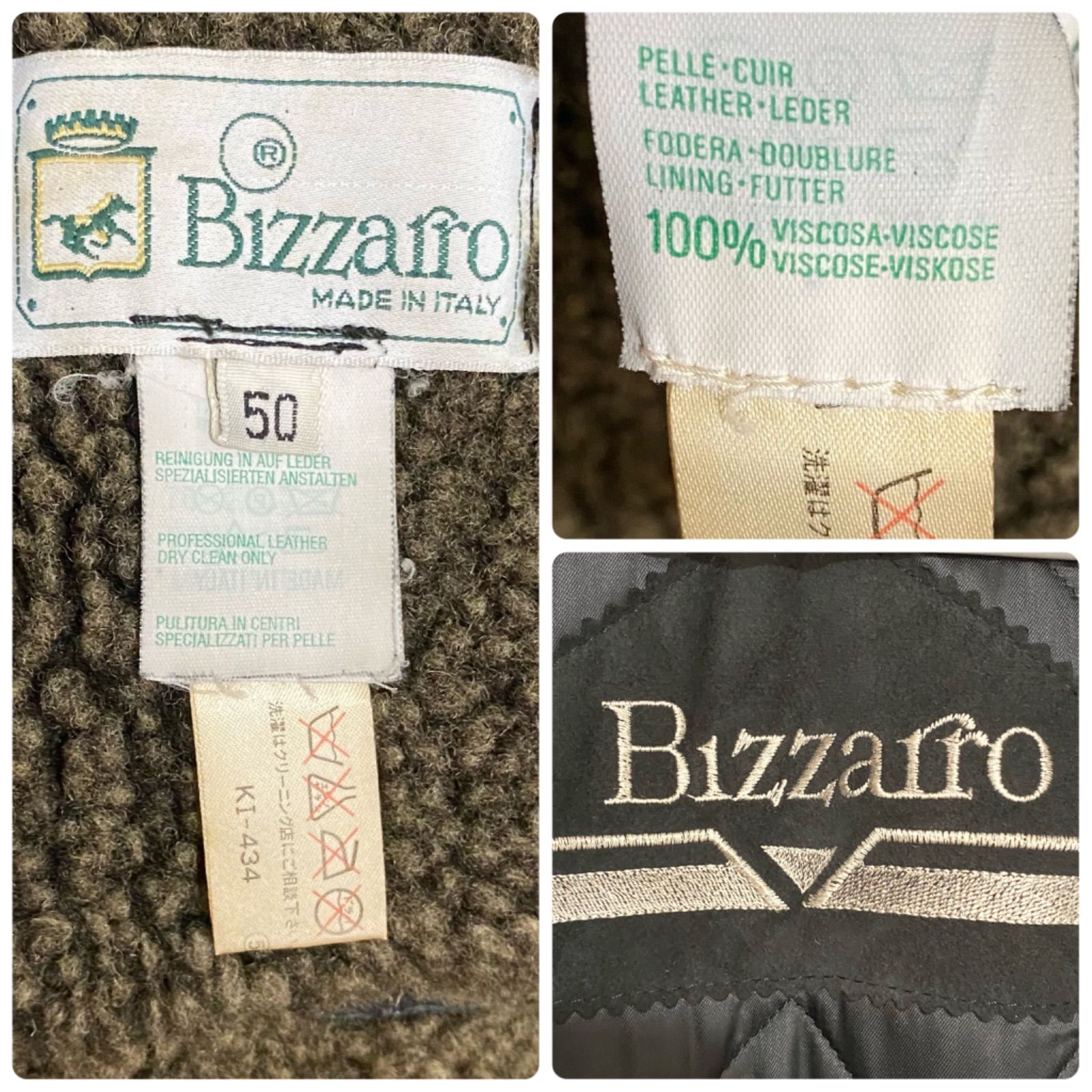 Bizzarro イタリア製ボア付きメンズアウター ブルゾン ジャンパー 防寒 