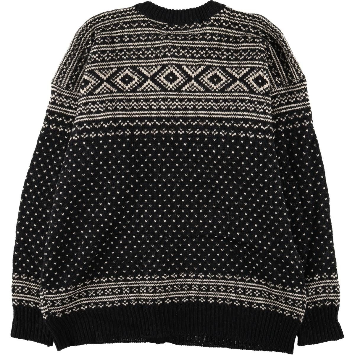 古着 Lillunn 総柄 ノルディック ウールニットカーディガン メンズXL相当|evb031169