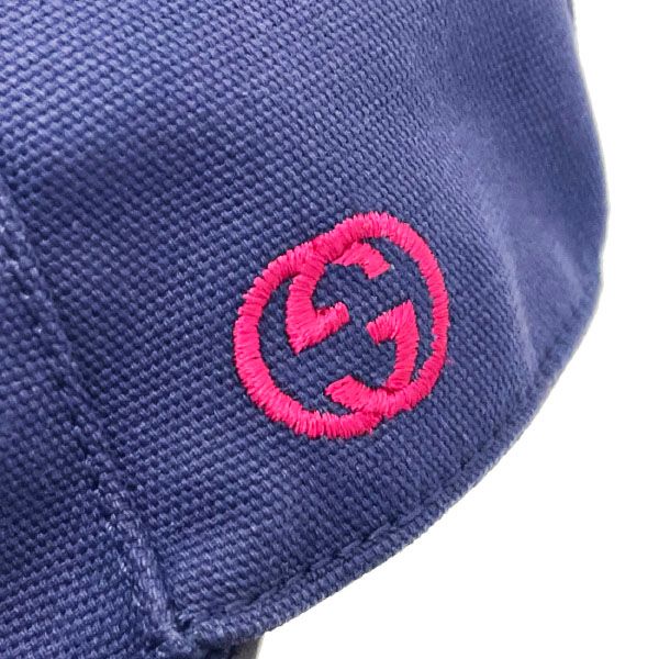  グッチ 帽子 ウェビングライン キャップ コットンキャンバス ネイビー 紺 サイズL GUCCI インターロッキングG 刺繍 GG Gロゴ Gマーク ベースボールキャップ ハット アパレル 服飾小物 メンズ レディース ユニセックス その他 帽子