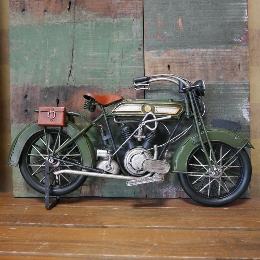 ヴィンテージバイク オートバイ GREEN ブリキのおもちゃ インテリア