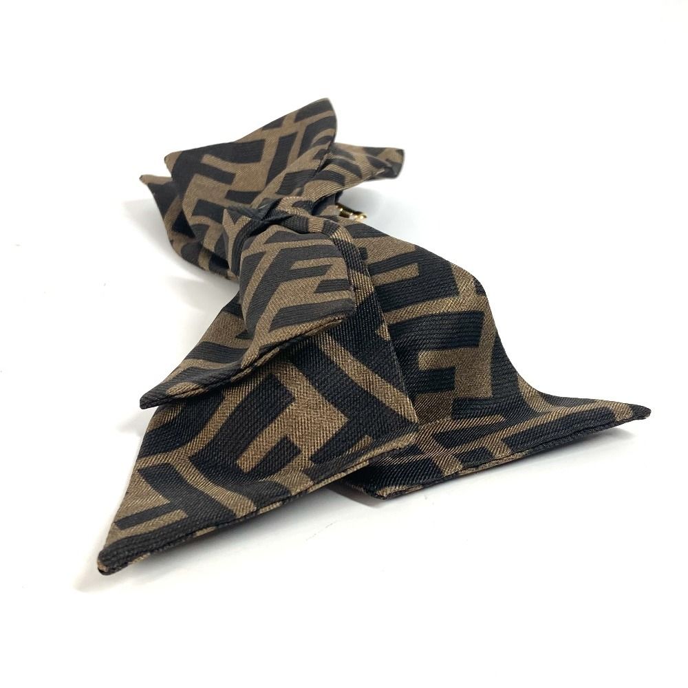 美品　FENDI ブラウン　バレッタ FENDI フェンディ ロゴ バレッタ 髪留め ブラウン系【中古