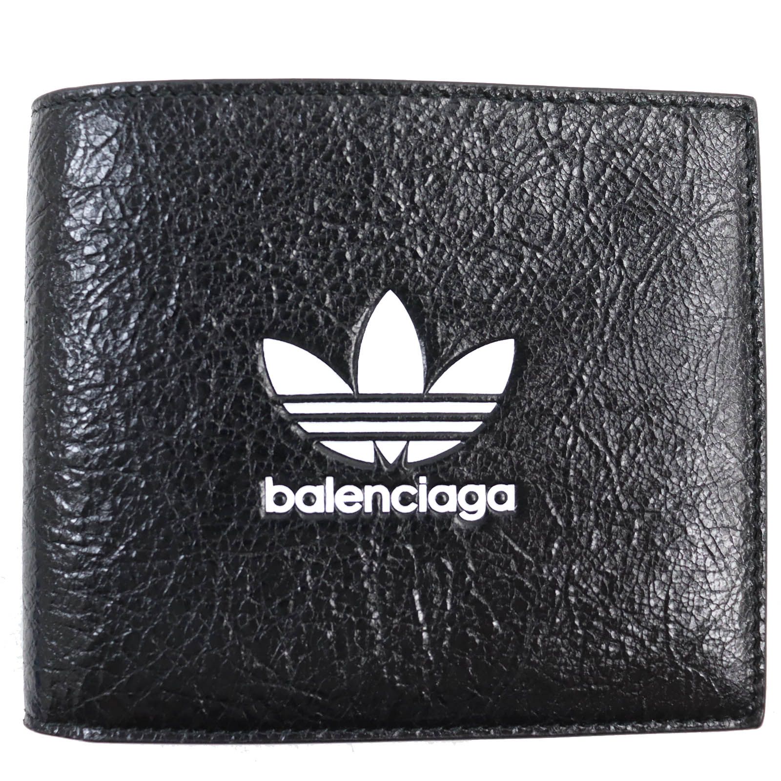 未使用品△BALENCIAGA adidas バレンシアガ アディダス 721899 レザー ロゴ入り 二つ折り財布 ウォレット ブラック ホワイト  箱・保存袋付き イタリア製 メンズ オススメ◎ - メルカリ