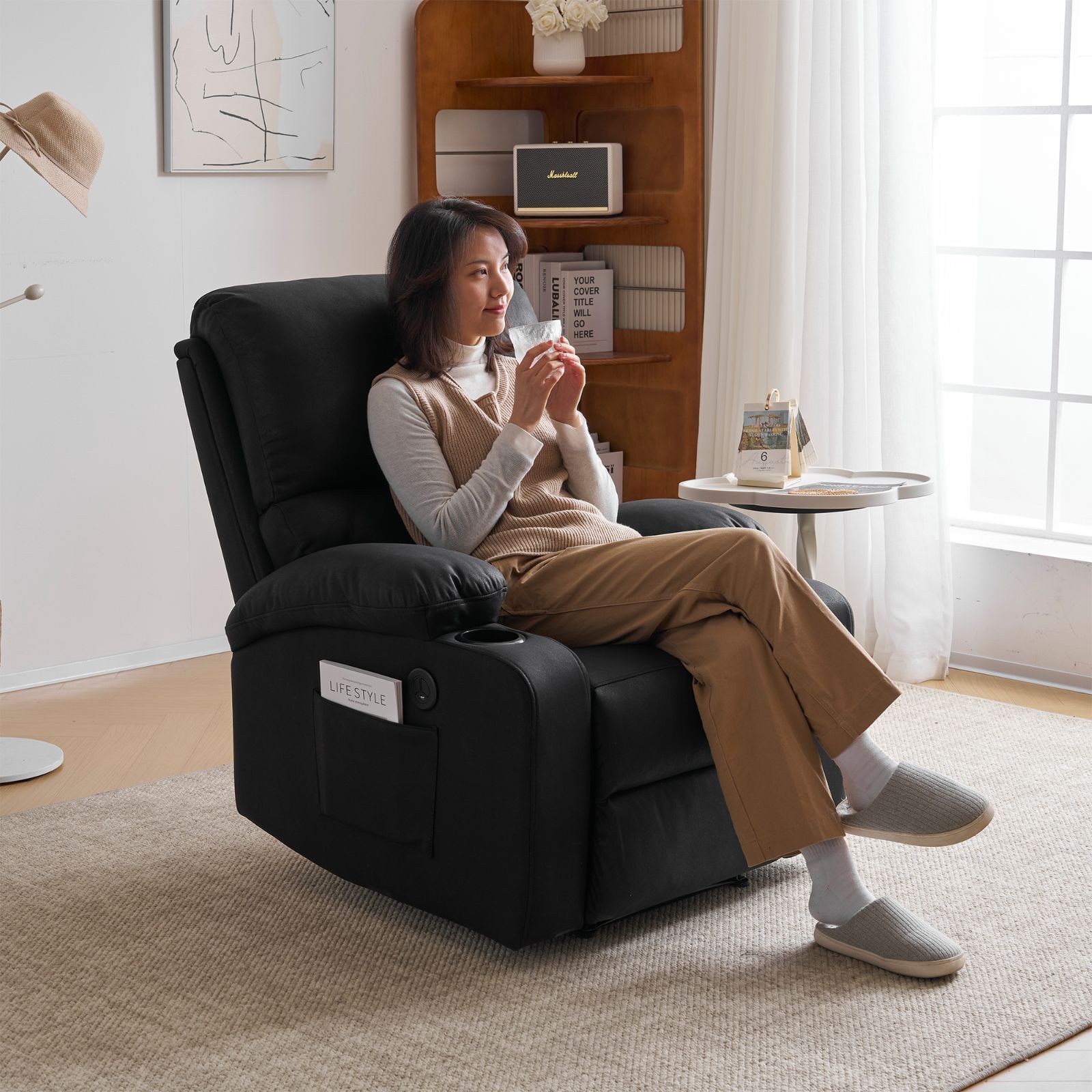 電動リクライニングソファ ブラック 140度 アウトレット 電動