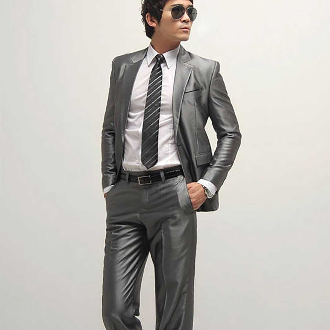 訳あり】【ネクタイ無し】スーツ上下セット 2点セット グレー