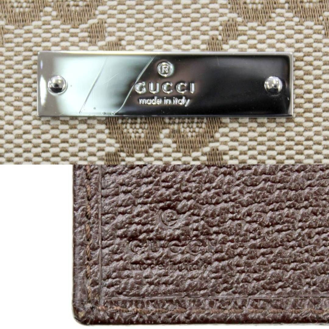 GUCCI グッチ GGキャンバス メタルプレート 長財布 サイフ