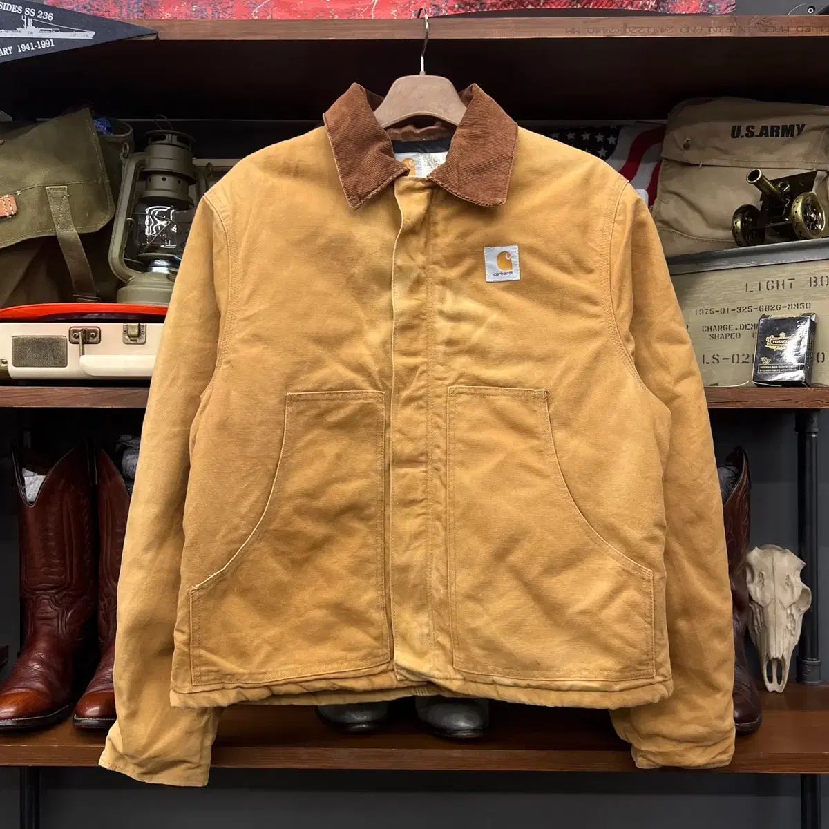 90s 96 年 Carhartt(カーハート) JQ 186 北極 伝統的 ワーク ジャケット サンフェード