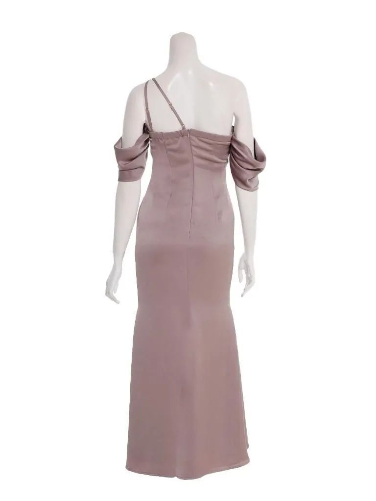  Mモカ OF 05 ON 2993-MOC-2509 ANDY アンディ ワンショル バストカットアウト オフショル スリット クロスストラップ ロングドレス キャバドレス ナイトドレス キャバドレス ドレス ブライダル