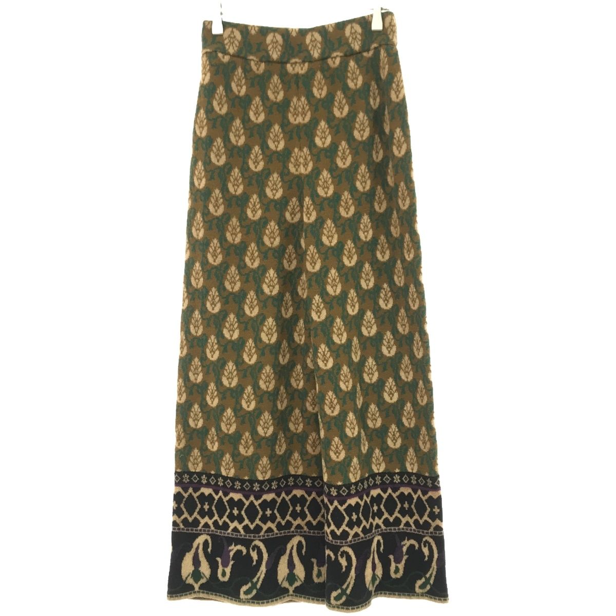 TAN タン 18AW MIX PATTERN PT ミックスパターンワイドニットパンツ TN18AW026 ブラウン系 F