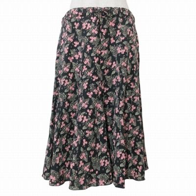 美品✨MaxMara 花柄 黒 膝丈シルクスカート マックスマーラ ウィークエンドライン MAX MARA WEEKEND LINE 美
