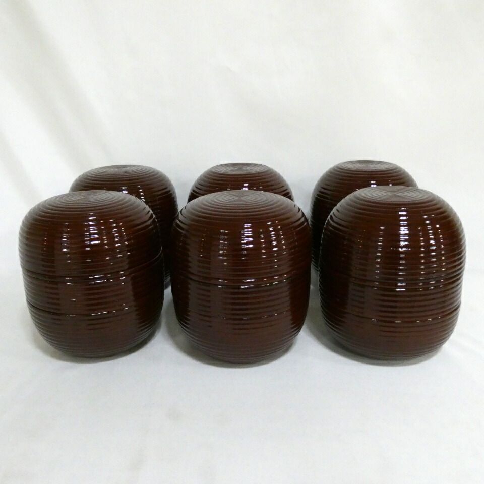 十月の特売品 木製 筋目溜塗 信玄弁当 六客揃 送料込