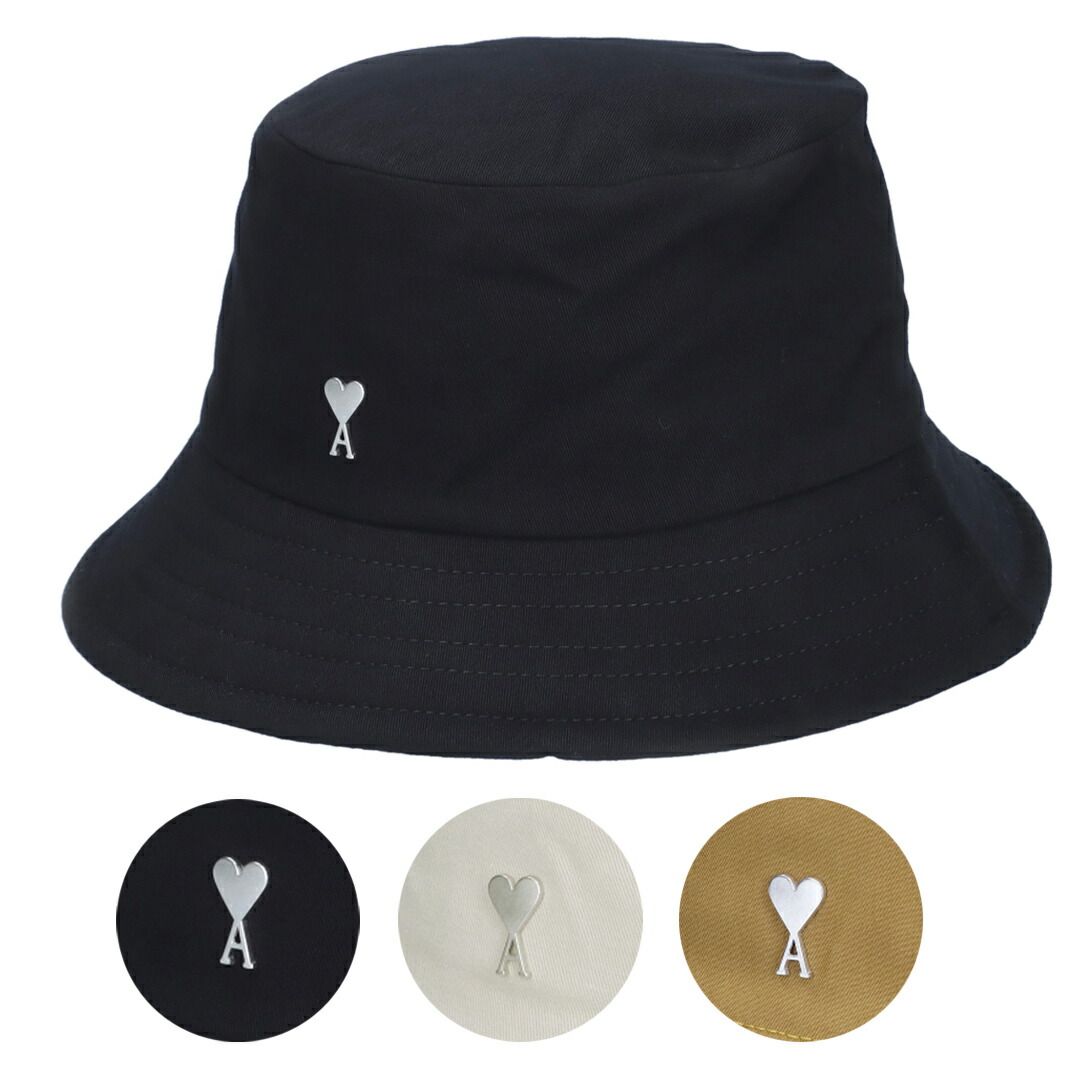 アミパリス AMI PARIS スタッズ バケットハット 帽子 AMI DE COEUR UHA241 AW0041 PA0007 202 HAVANA ナイロン コットン