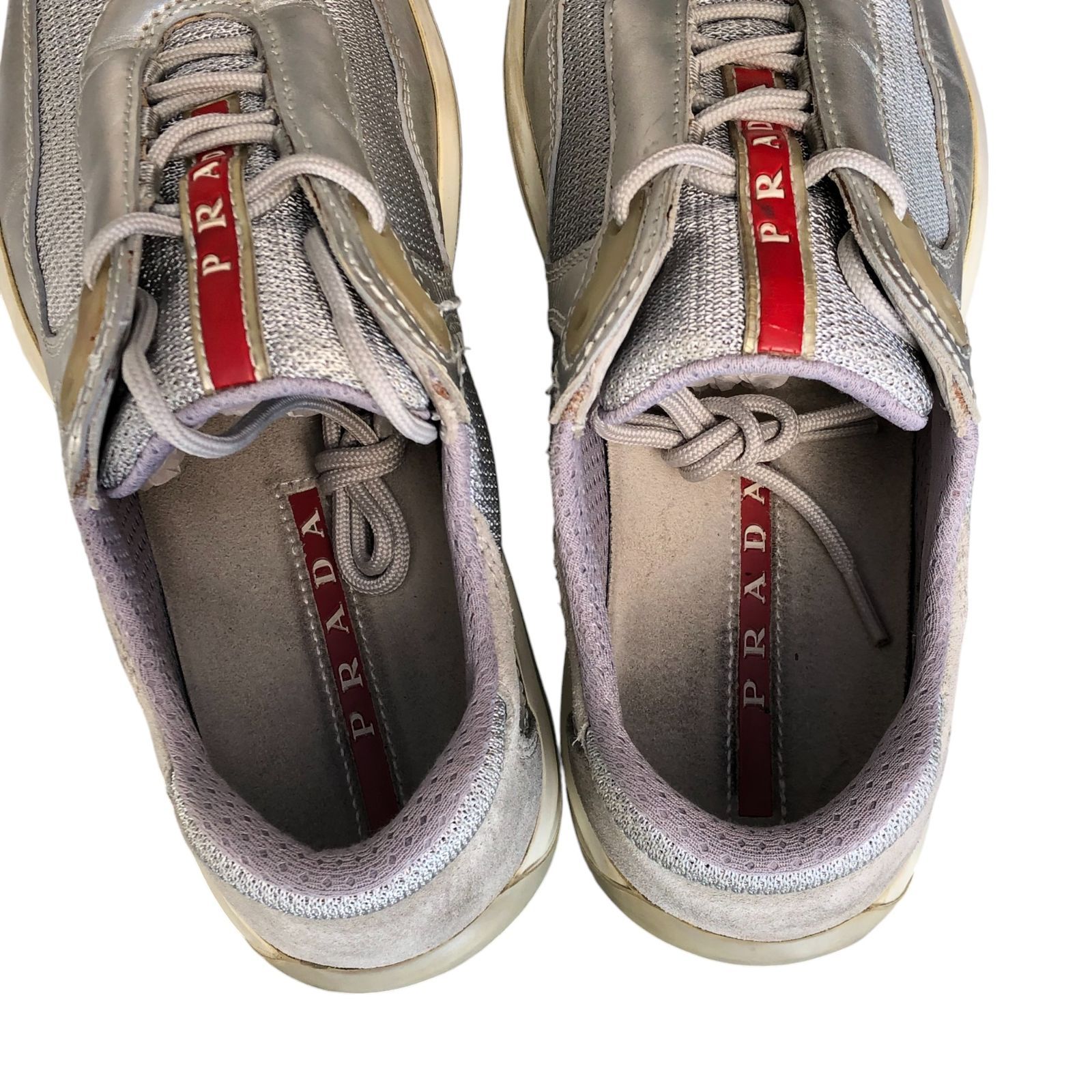 PRADA プラダ スポーツ スニーカー シルバー 靴紐 23㎝ KT60-G PRADA プラダ スポーツ スニーカー シルバー 靴紐 23㎝ KT60-G