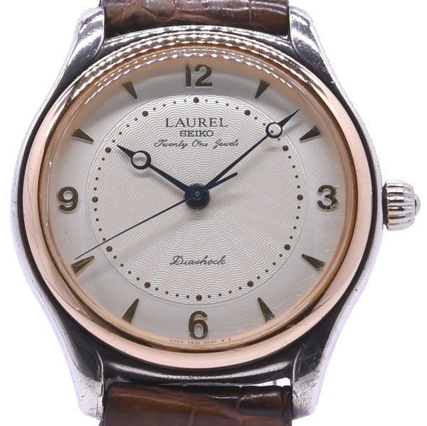 稼働品 セイコー 4S24-0030 ローレル SV925 18KPGベゼル