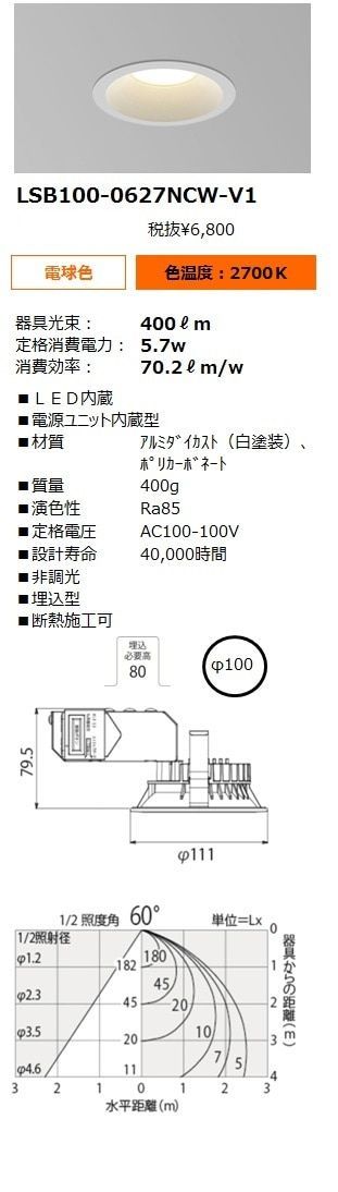 φ100 電球色相当