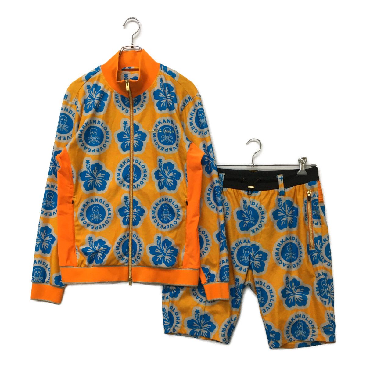 MARK&amp;LONA - coco 中古 マークアンドロナ MARK&amp;LONA メンズ セットアップ 48(L) オレンジ総柄 ダブルジップブルゾン×ハーフパンツ 中古 メンズ マークアンドロナ MARK&LONA セットアップ 48(L