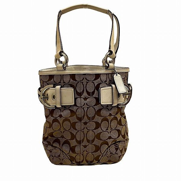 コーチ キャンバス×レザー 5088 バッグ トートバッグ ハンドバッグ レディース