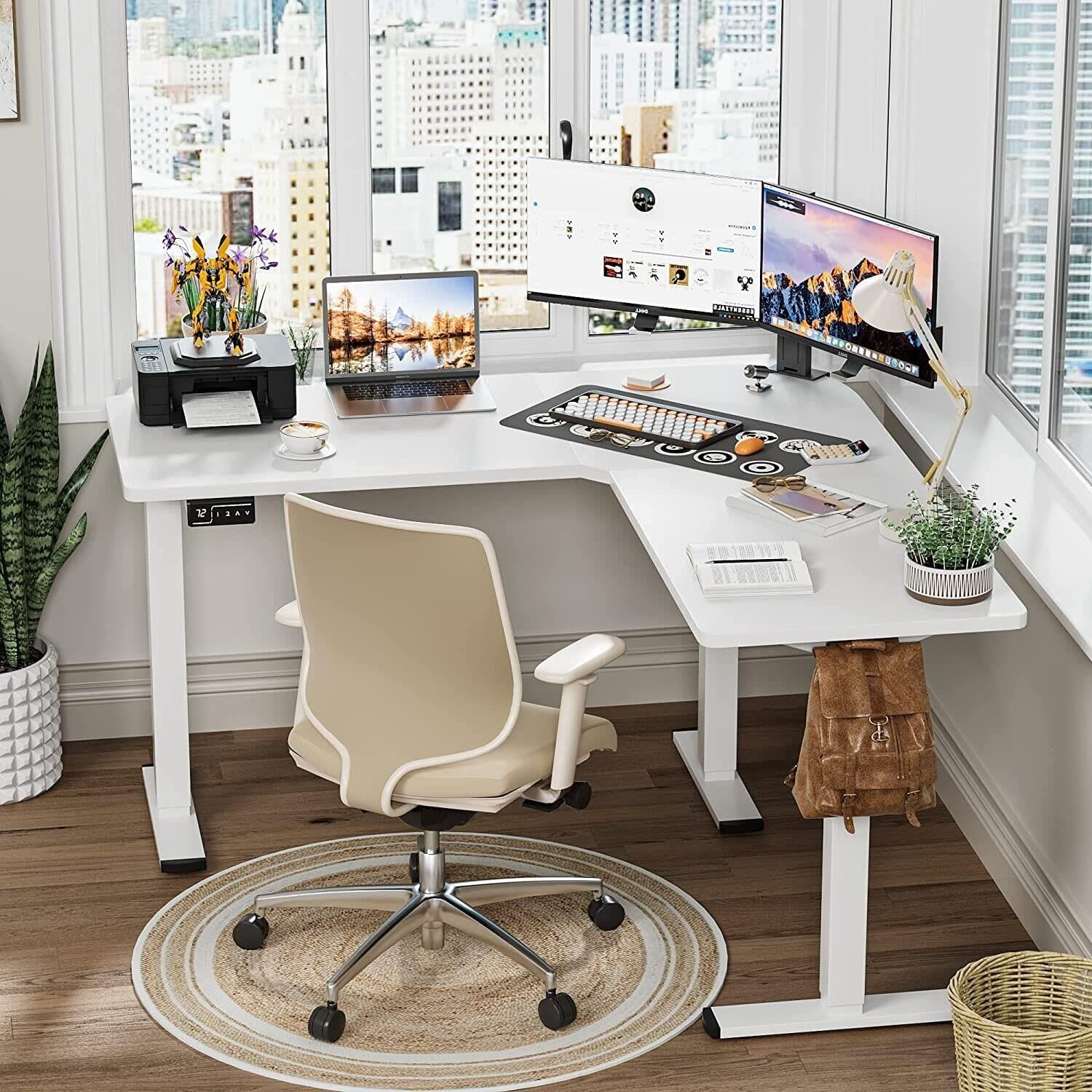 在庫セール】L字型 幅125*125cm スタンディングデスク 昇降式