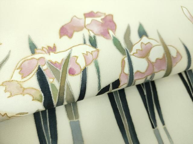 平和屋着物○塩瀬 九寸名古屋帯 杜若 金銀彩 正絹 逸品 DAAY1192ps