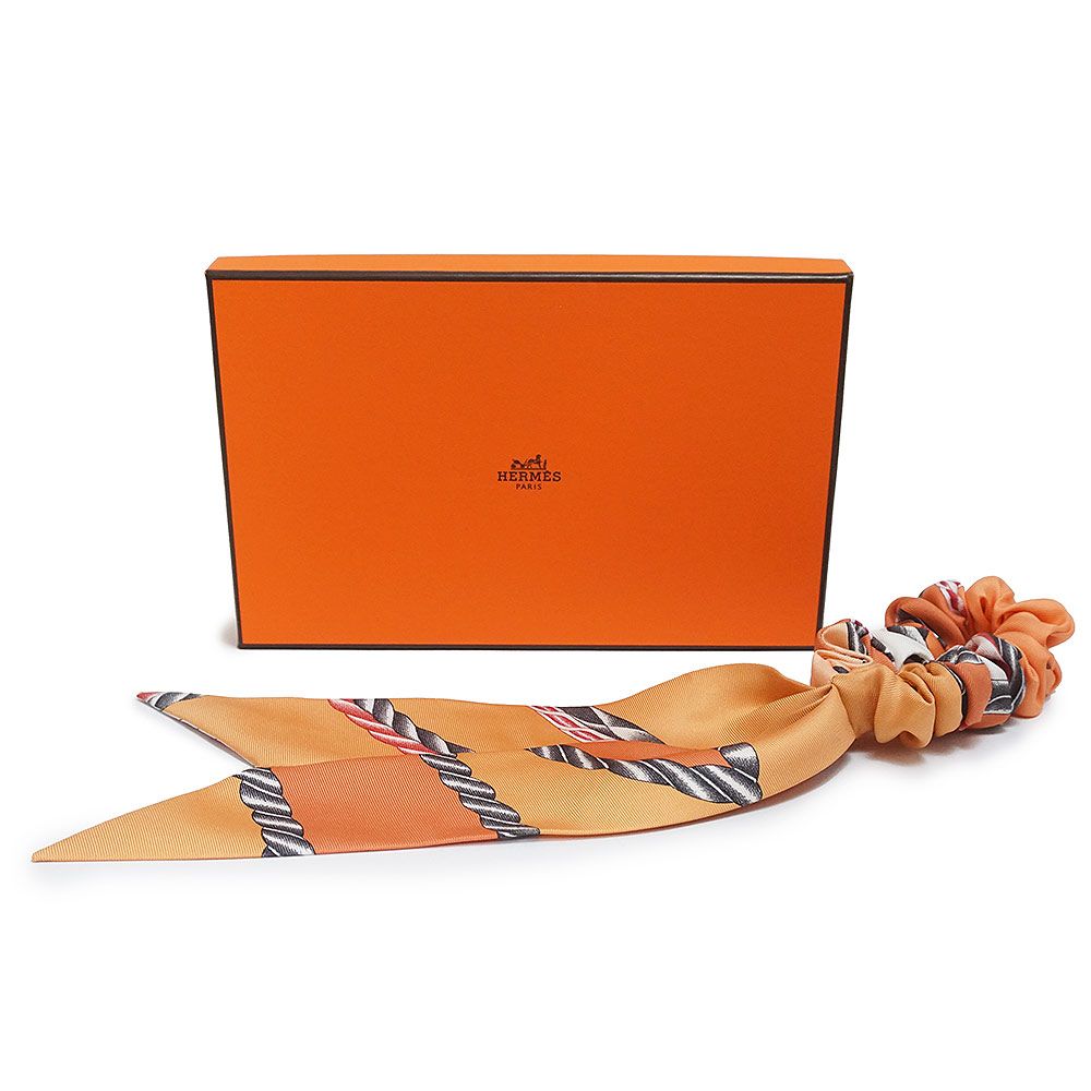 エルメス HERMES シュシュ クラウディア オレンジ HERMES シュシュ オレンジ エルメス HERMES シュシュ クラウディア