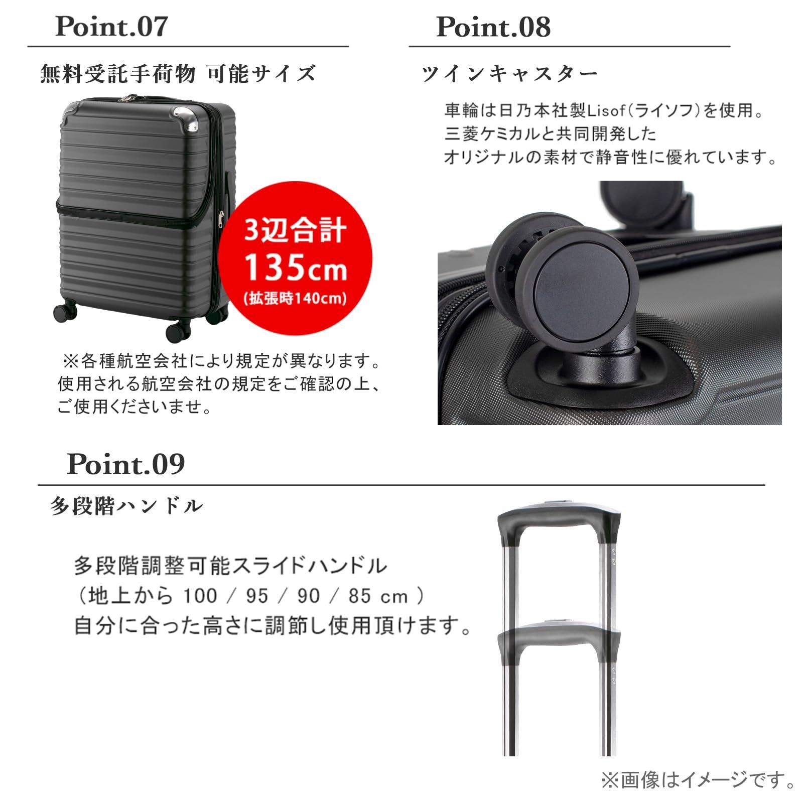 キャリーケース スーツケース ジッパー フロントオープン ハーフオープン フリーズ アクタス ストッパー付き 拡張機能付き 61 拡張時72 L 72 74-30890