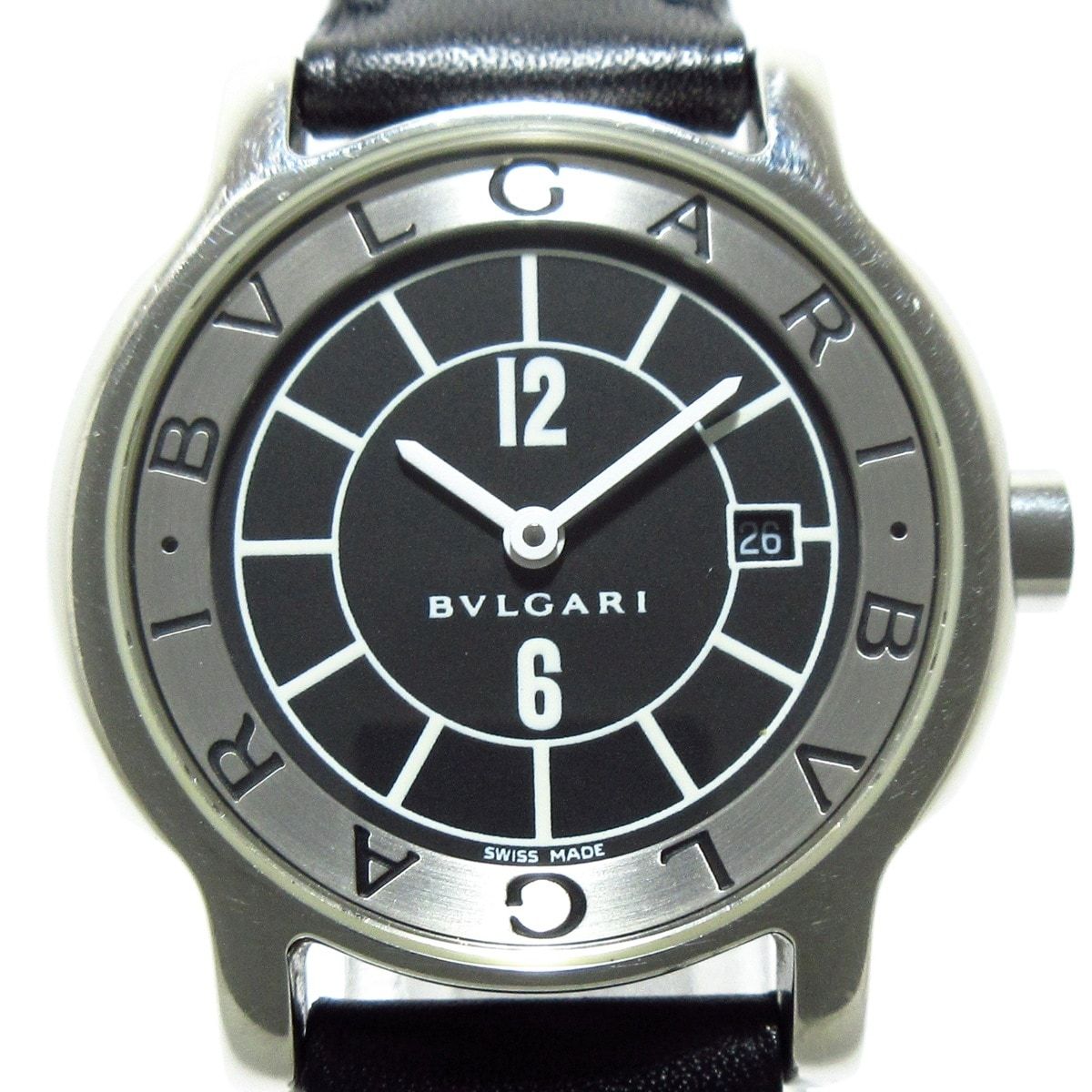BVLGARI ブルガリ 腕時計 ソロテンポ ST29S レディース SS|革ベルト 黒
