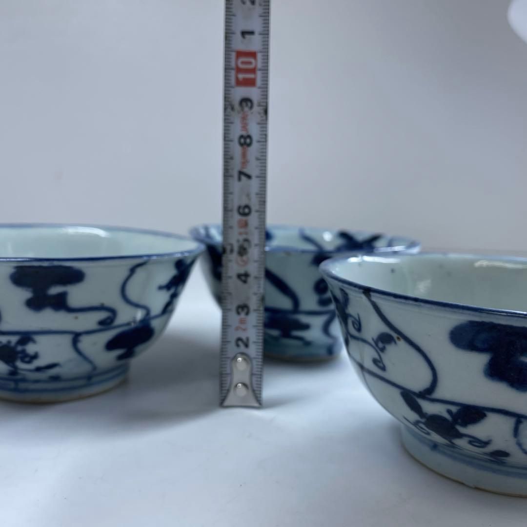中国清時代 青花碗3客 東Y6-1001② タコチ - メルカリ