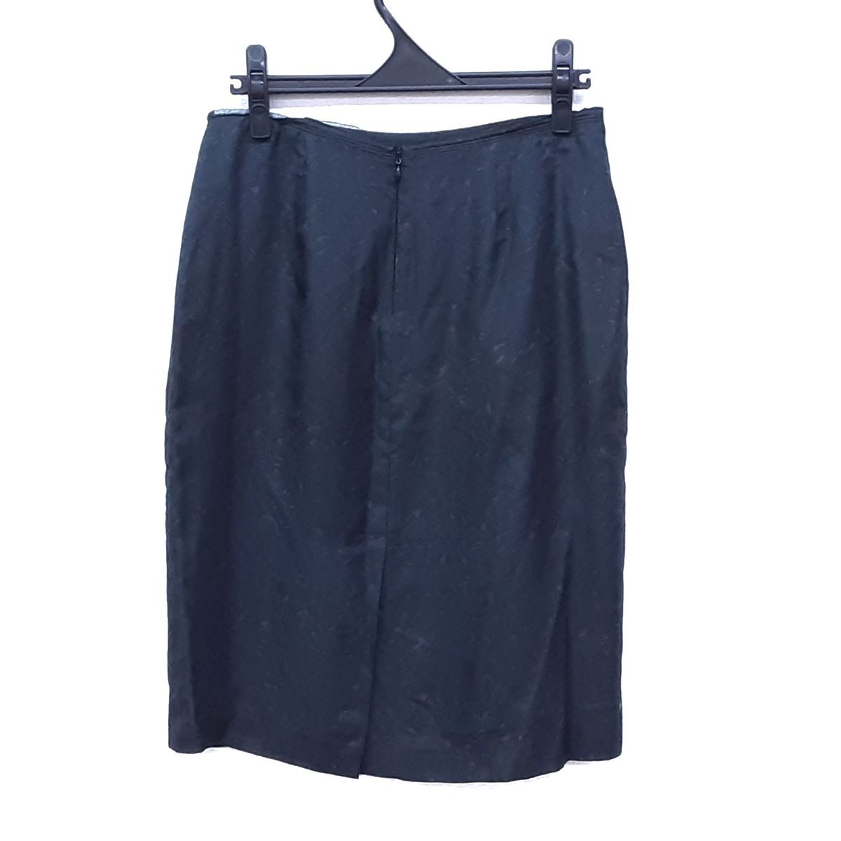 PRADA(プラダ) スカート サイズ42 M レディース美品 - 黒×グレー×ライトグリーン ひざ丈/シルク/花柄