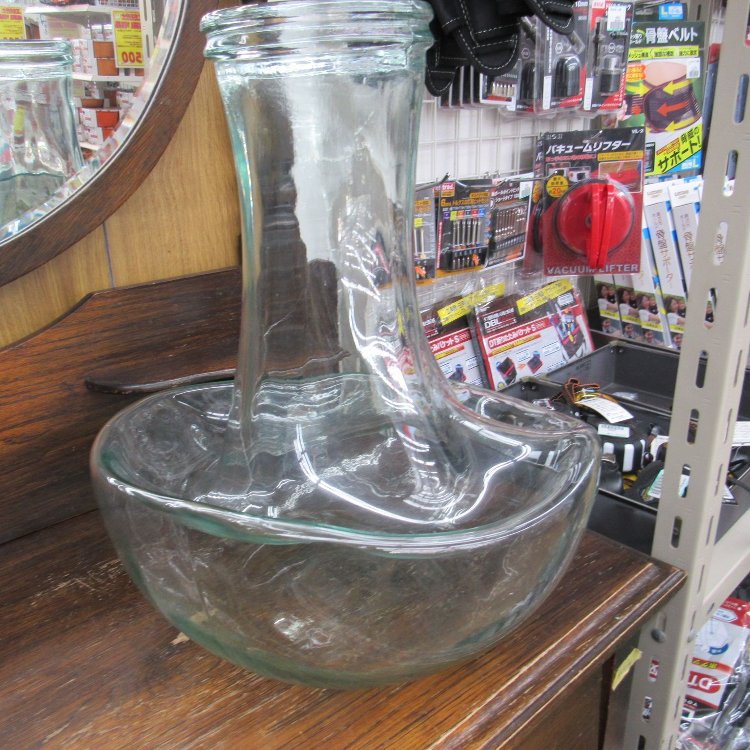 ガラスフラワーベース 花瓶 レトロ イタリア製 特大ガラス瓶 オブジェ