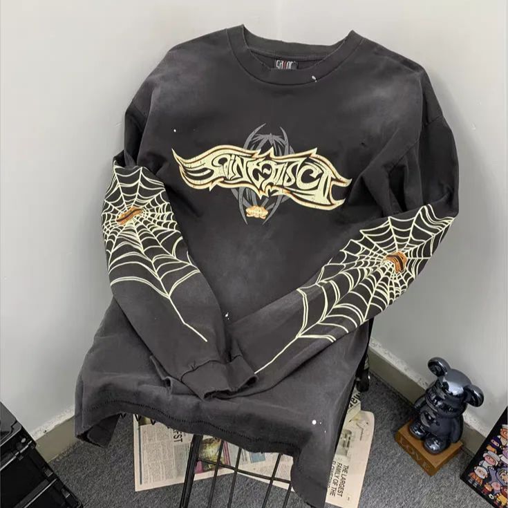 ユニセックスダークストリート風ヘビーウェイト長袖Tシャツ K