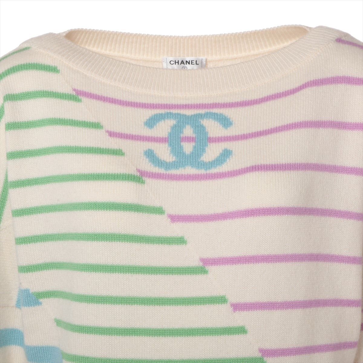  CHANEL シャネル 長袖シャツ カシミア 2020 ココマーク マルチ ボーダー 38 アンサンブル トップス