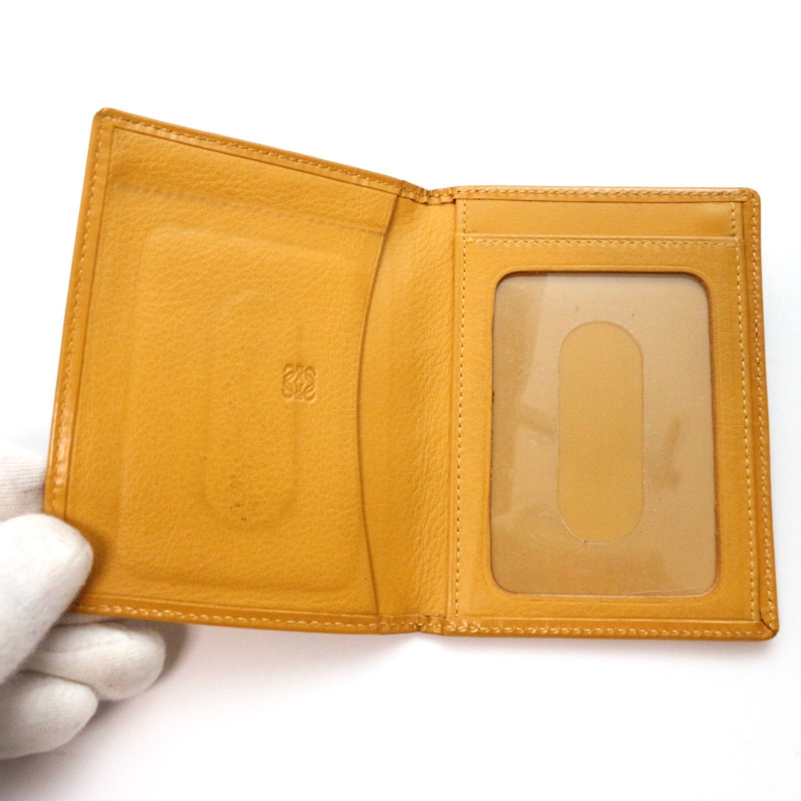 ロエベ パスケース カードケース レザー 本革 キャメル イエロー