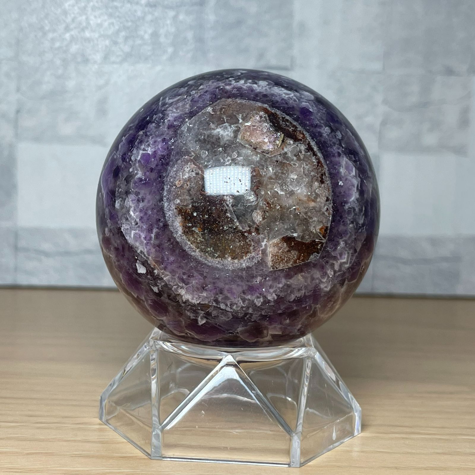 アメジスト 天然石 アメジスト 紫水晶 ブレスレット 金 丸玉 スフィア 