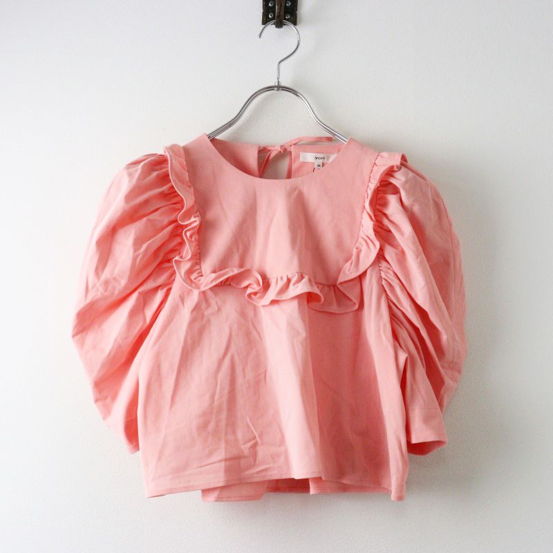 未使用 ヨリ yori ポリコットン ミニパフブラウス 36 ピンク/トップス  